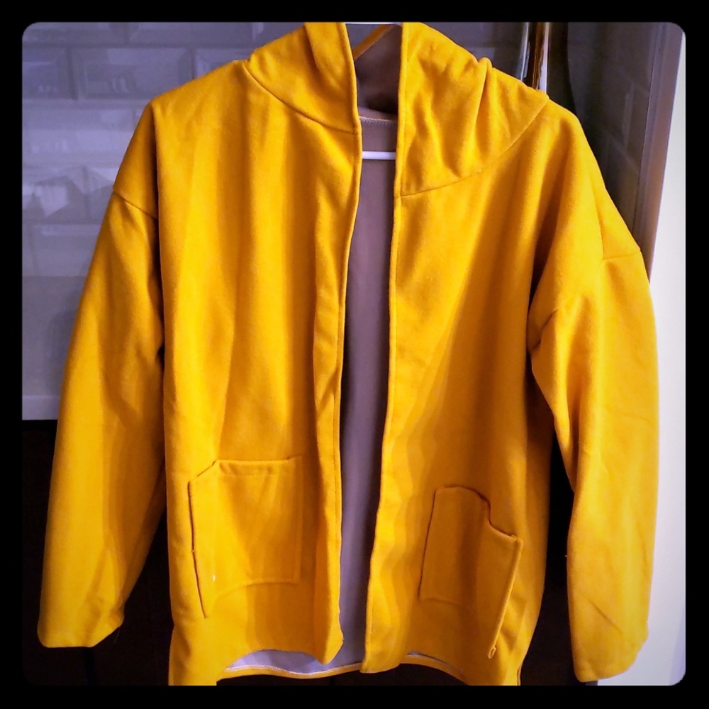 Yellow and Gray Hooded Fleece